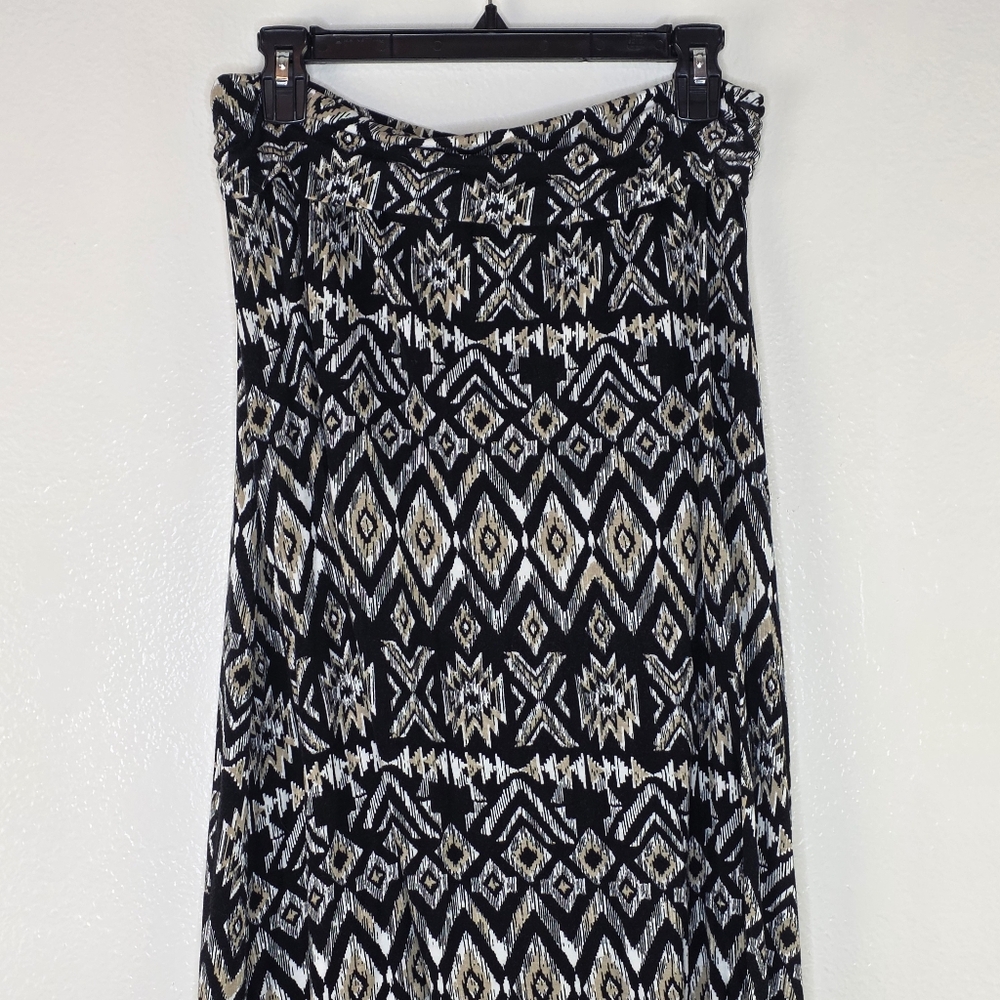 VTG Ultra Flirt Black, Cream, & White Aztec A-Line Maxi Skirt Size XL - Picture 6 of 9